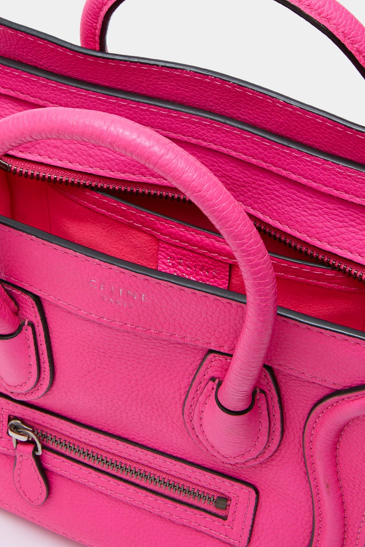 CELINE Pink Leather Mini Luggage Shoulder Bag