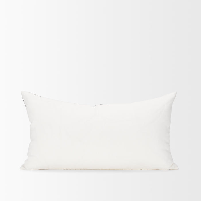 Jolie Cream w/ Black Print Linen Lumbar Decorative Pillow Cover