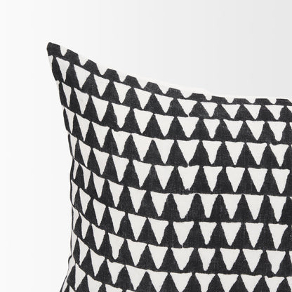 Jolie Cream w/ Black Print Linen Lumbar Decorative Pillow Cover
