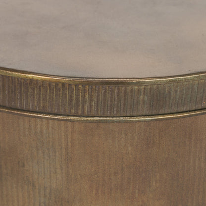 Josephine Round Antique Gold Metal Box (Set of 2)