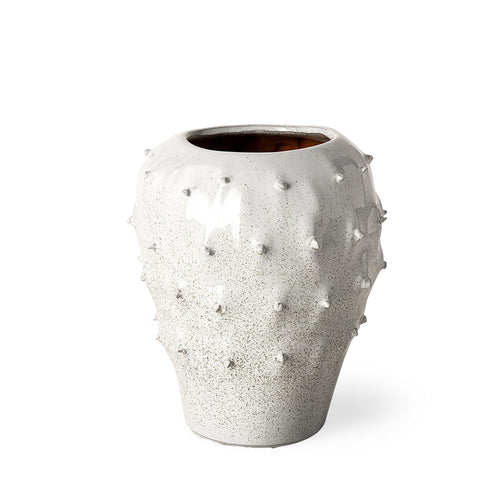 Julian Small Glossy White Ceramic Spoked Vase