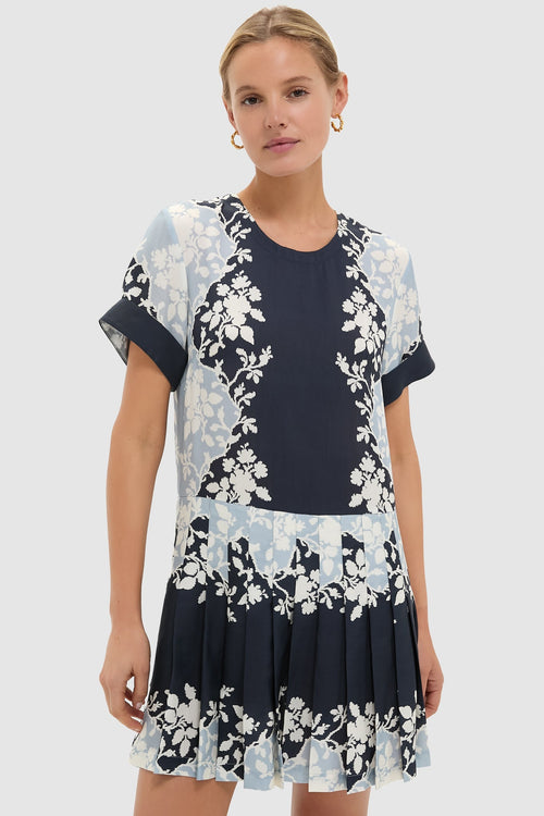 Blue Fog Pleated Liza Dress