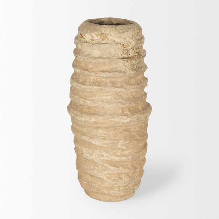Kamli Small Beige Paper Mache Vase