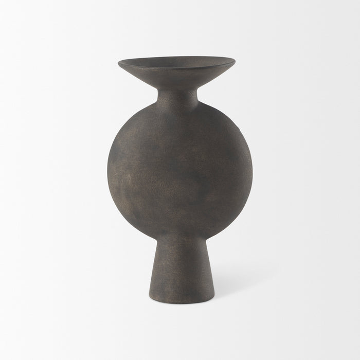 Kaz 6.7L x 5.5W x 11.2H Earthy Brown Ceramic Vase
