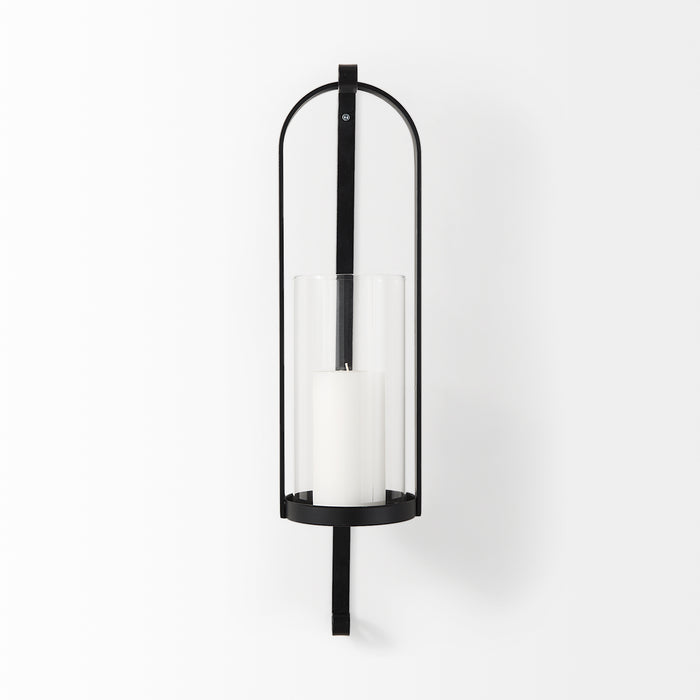 Kero 5.9L x 6.9W x 24.0H Black Metal Wall Candle Holder