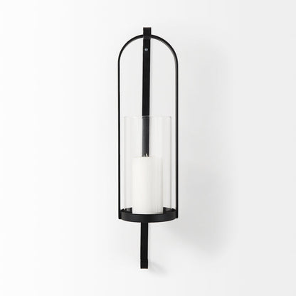 Kero 5.9L x 6.9W x 24.0H Black Metal Wall Candle Holder