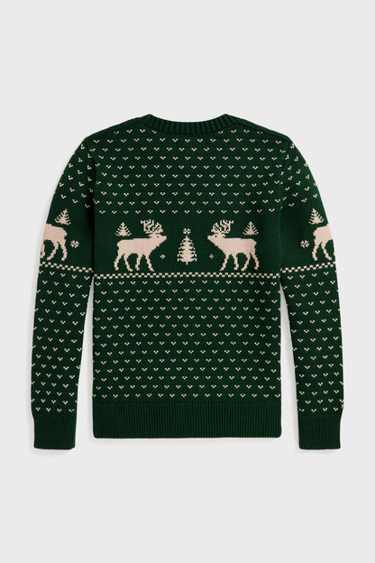 Boys Long-Sleeve Reindeer Sweater Coverall