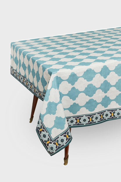 Blue Plaza Large Tablecloth (180x350)