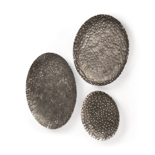 Lanx Set of 3 Decorative Black/Grey Metal Plates