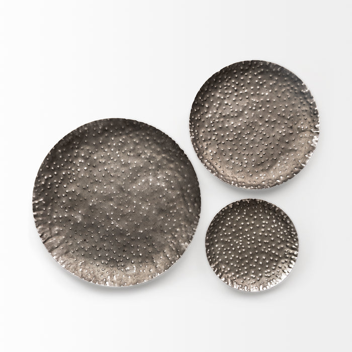 Lanx Set of 3 Decorative Black/Grey Metal Plates