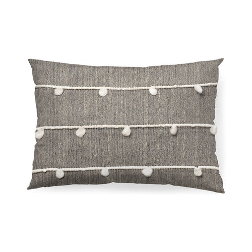 Linda 13 x 21 Navy And Cream With White Detail Decorative Pillow Cover