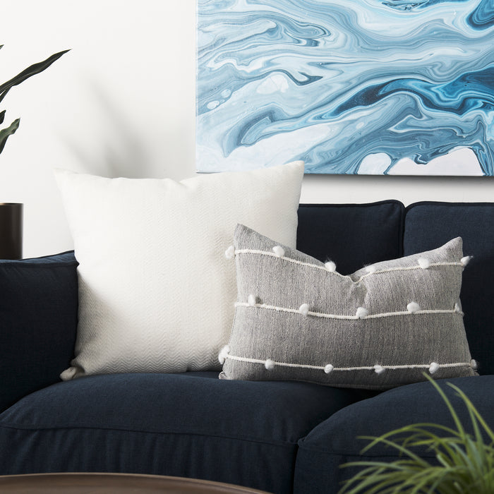 Linda 13 x 21 Navy And Cream With White Detail Decorative Pillow Cover