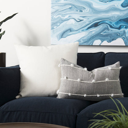 Linda 13 x 21 Navy And Cream With White Detail Decorative Pillow Cover
