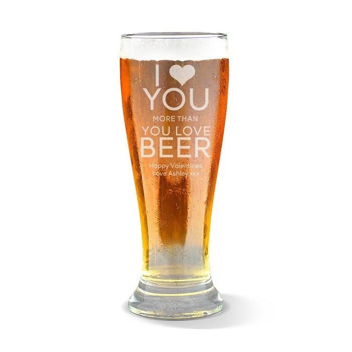 Love You Premium 425ml Beer Glass