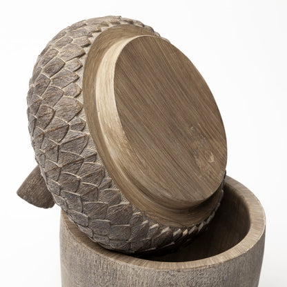 Mandor I (Small) 6L x 6W Brown Resin Acorn Box