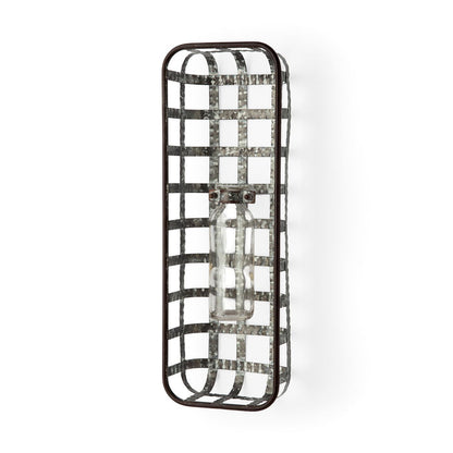 Margaret Wall Mounted Basket w Glass Bottle for Botanicals or Floral