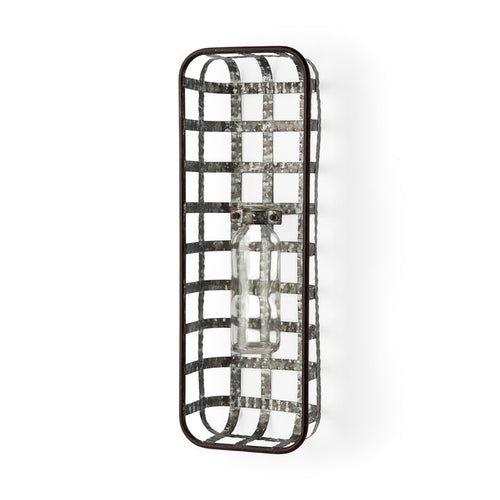 Margaret Wall Mounted Basket w Glass Bottle for Botanicals or Floral