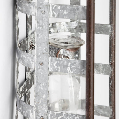 Margaret Wall Mounted Basket w Glass Bottle for Botanicals or Floral