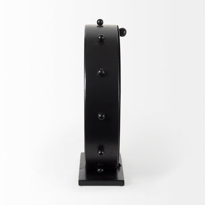 Marian 11.0L x 3.1W x 11.0H Black Studded Round Table Clock