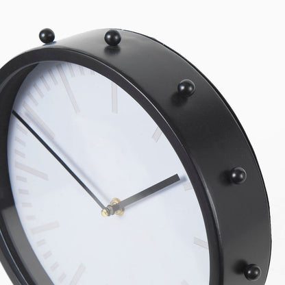 Marian 11.0L x 3.1W x 11.0H Black Studded Round Table Clock