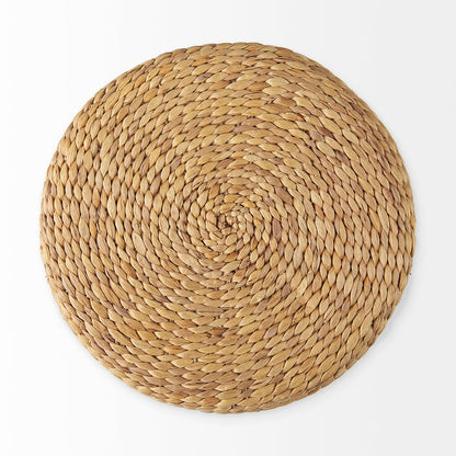 Maya 17.7L x 17.7W x 17.7H Light Brown W/Medium Brown Stripes Seagrass Round Pouf