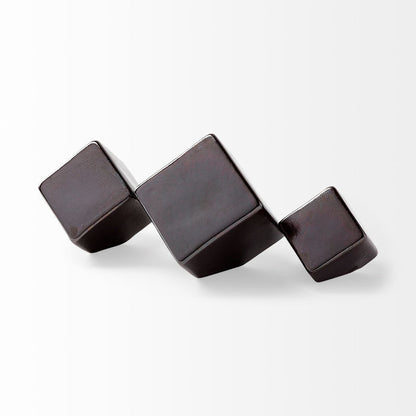 Mayweather (Set of 3) Black Geometric Ceramic Cubes