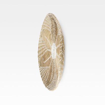 Mekhi 24.0L x 24.0W x 3.5 Light Brown Seagrass W/White String Round Wall Hanging Plate