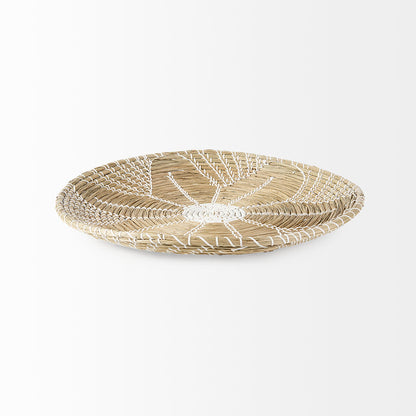 Mekhi 24.0L x 24.0W x 3.5 Light Brown Seagrass W/White String Round Wall Hanging Plate