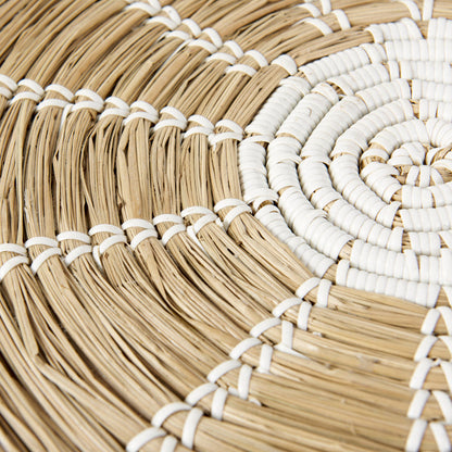 Mekhi 24.0L x 24.0W x 3.5 Light Brown Seagrass W/White String Round Wall Hanging Plate