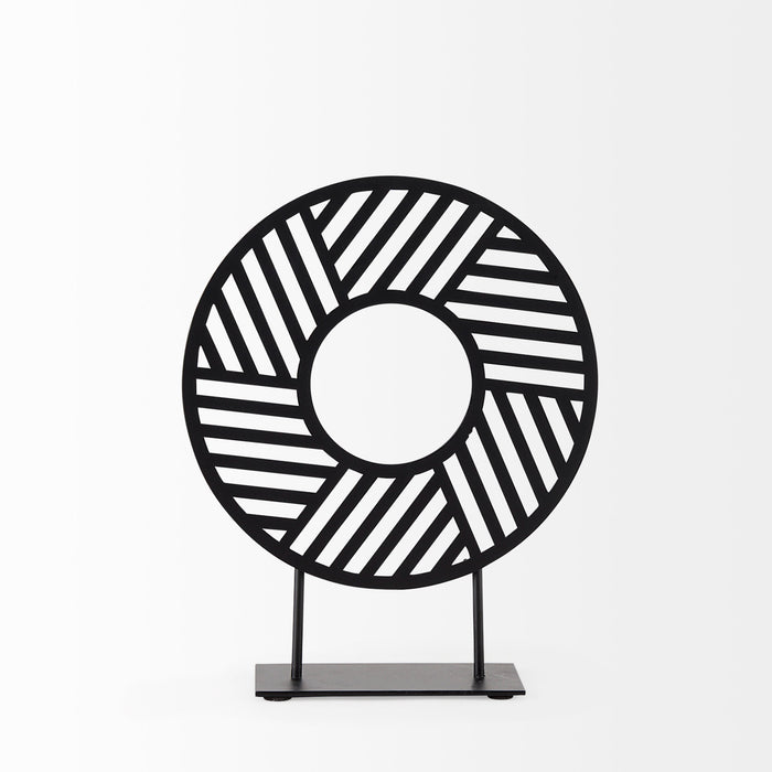 Micra 9.1L x 2.6W x 10.9H Matte Black Metal Decorative Object on a Stand