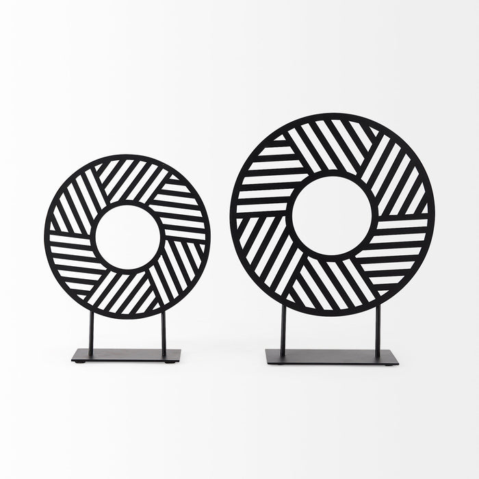 Micra 9.1L x 2.6W x 10.9H Matte Black Metal Decorative Object on a Stand