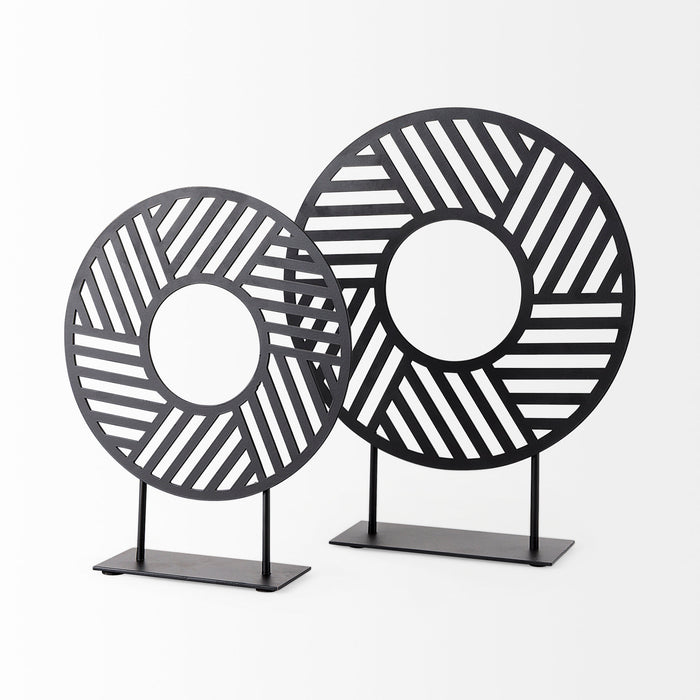 Micra 9.1L x 2.6W x 10.9H Matte Black Metal Decorative Object on a Stand