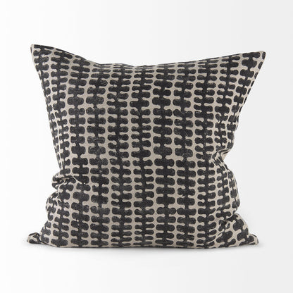 Miriam 18L x 18W Beige and Black Fabric Patterned Decorative Pillow Cover