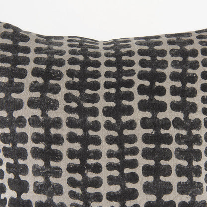 Miriam 18L x 18W Beige and Black Fabric Patterned Decorative Pillow Cover