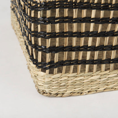 Nia 18.5L x 13.4W x 14.6H Set of 2 Light Brown Seagrass Rectangular Basket with Handles