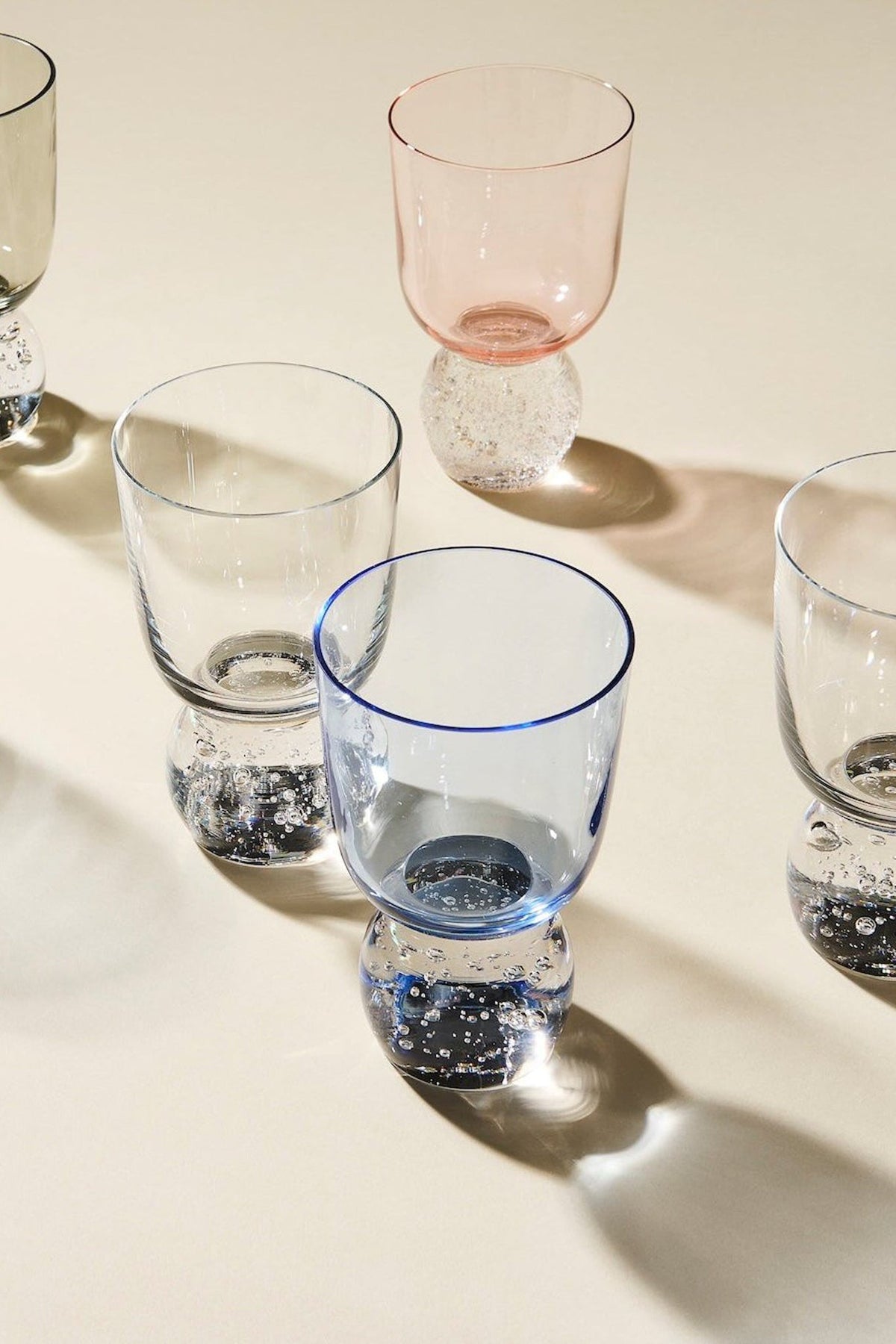 Candy Blue Hand-Blown Bubble Glass Tumbler (Set of 2)