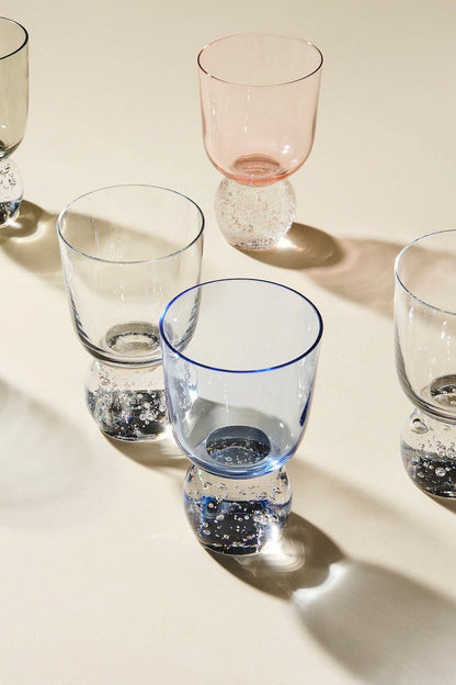 Candy Blue Hand-Blown Bubble Glass Tumbler (Set of 2)