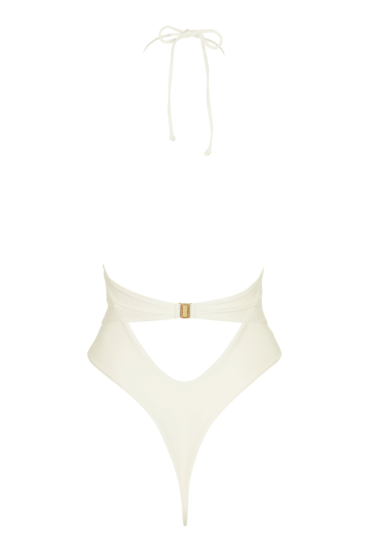 Halterneck Thong Swimsuit in Pearl