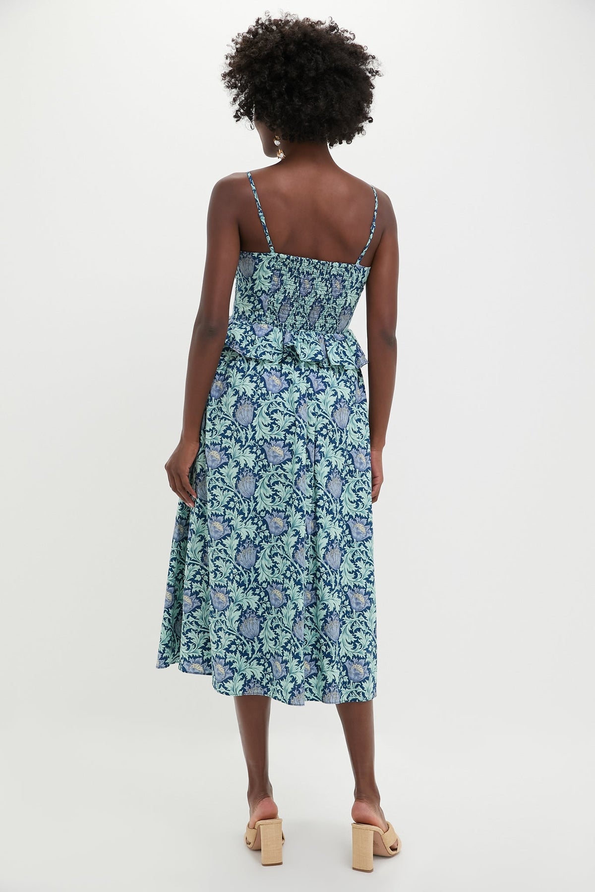 Blue Leafy Floral Maeve Midi Dress
