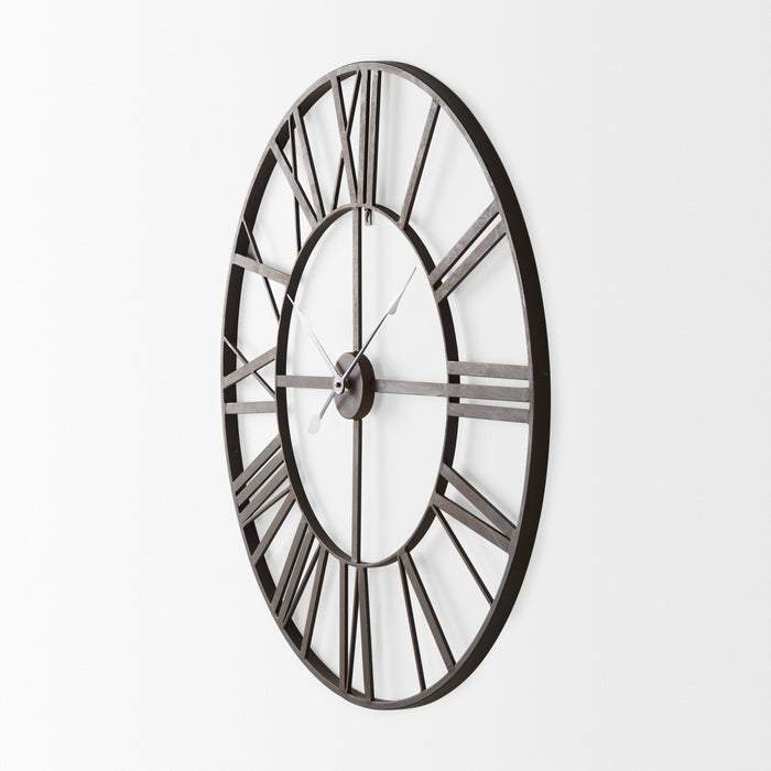Pender 29.9L x 1.8W x 29.9H Black Iron Round Wall Clock