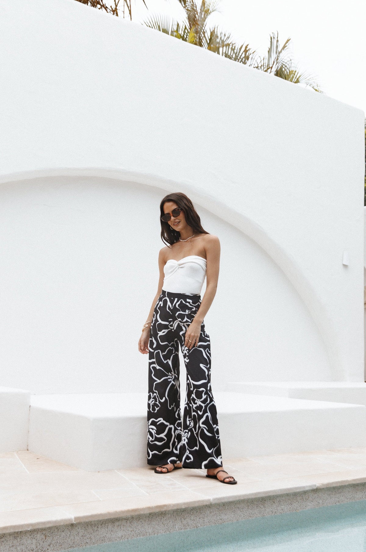 York Pant - White Black Floral