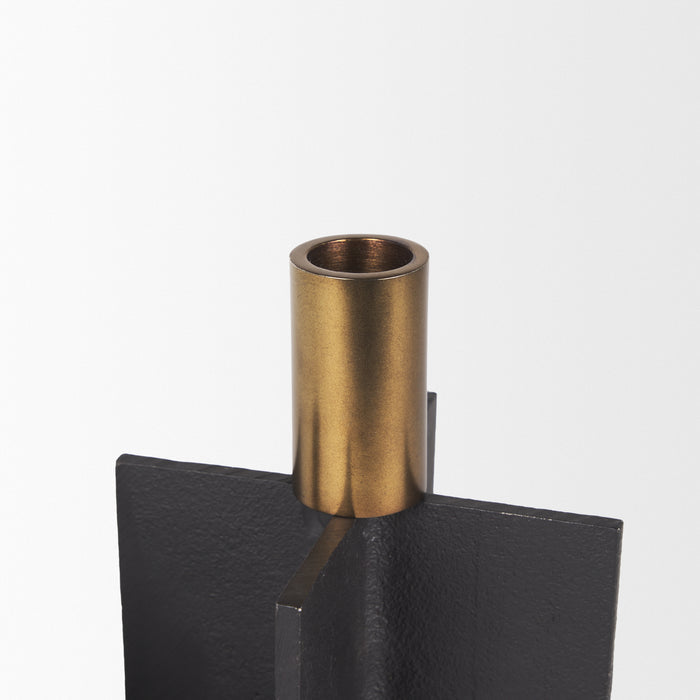 Pia Matte Black w/ Brushed Gold Metal Taper Candleholder (Set of 2)