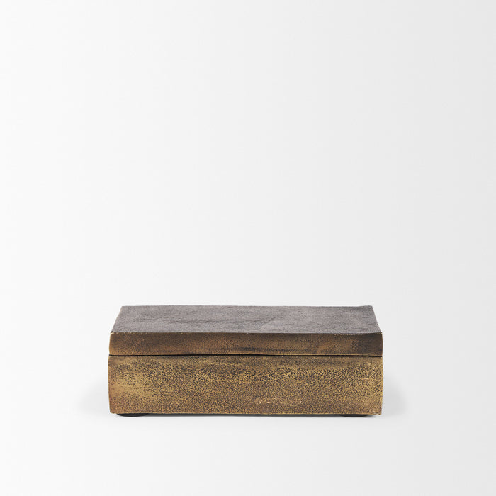 Porschia Small Antiqued Gold Metal Decorative Box