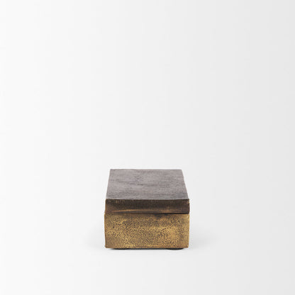 Porschia Small Antiqued Gold Metal Decorative Box