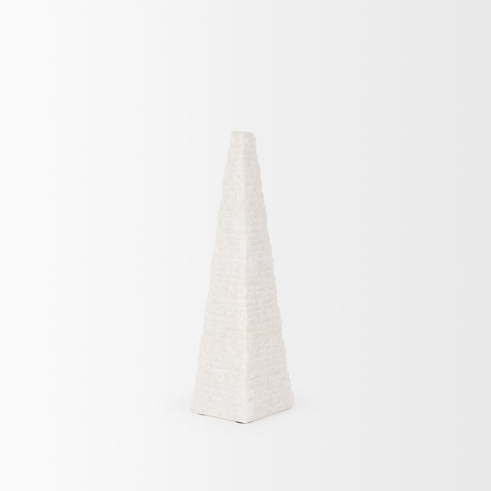 Pyramis White Rough Marble Obelisk 13"