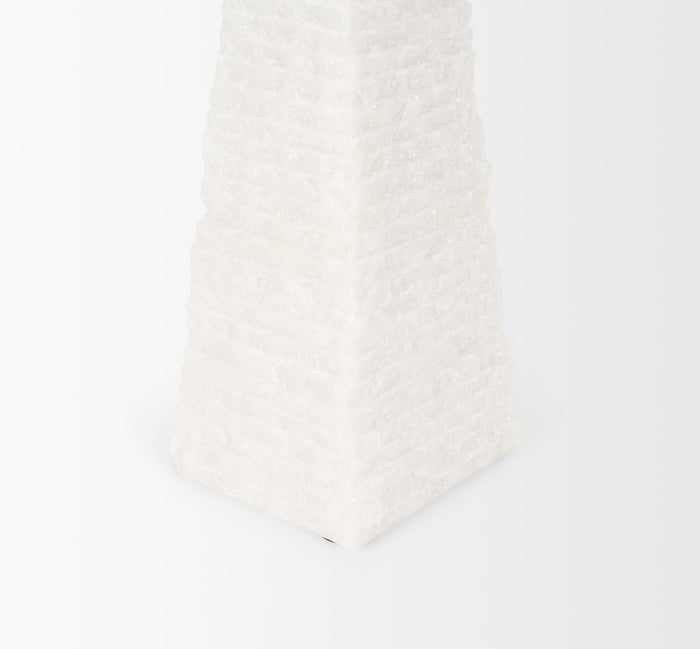 Pyramis White Rough Marble Obelisk 13"