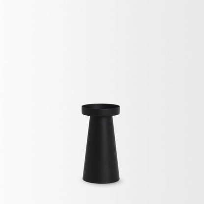 Quadir Short Matte Black Metal Candle Holder