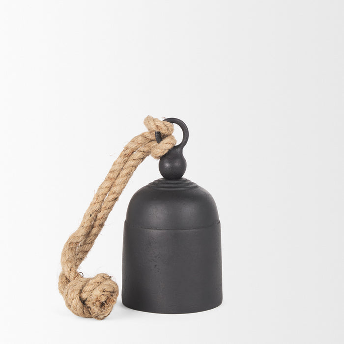 Quincy Small Matte Black Metal Decorative Bell Object