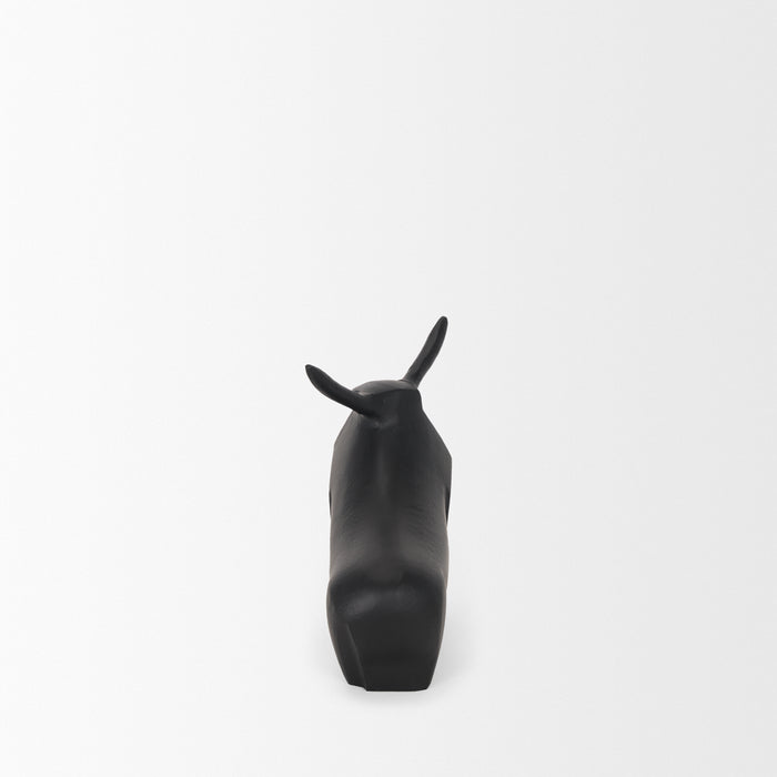 Radu Small Matte Black Metal Bull Decorative Object
