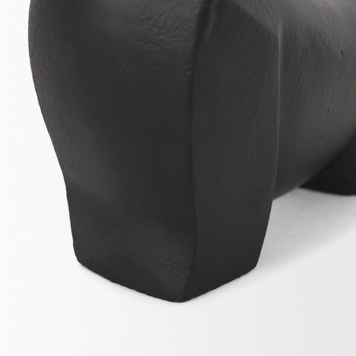 Radu Small Matte Black Metal Bull Decorative Object